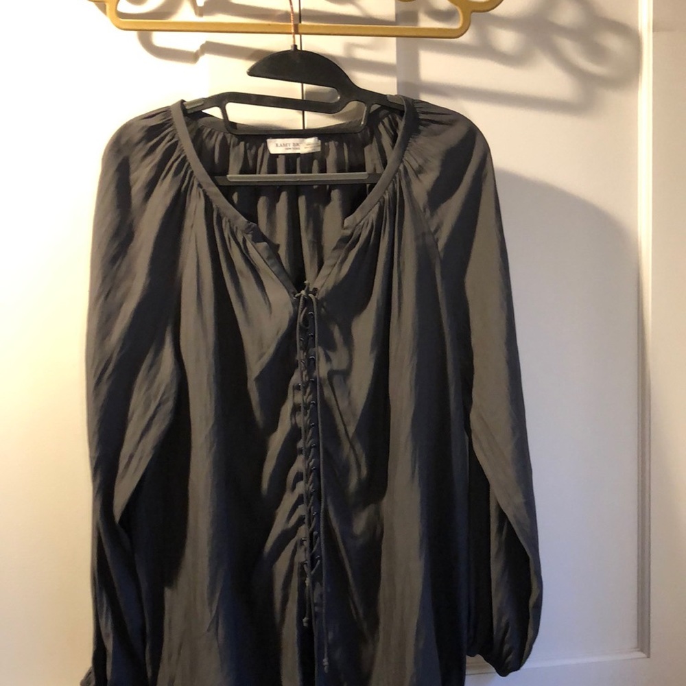 Ramy Brooks silk gray blouse. Size Medium